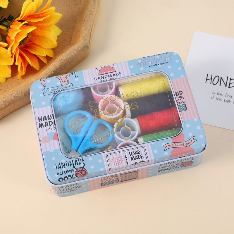 Cutie de cusut dreptunghiulară din metal transparentă - set de 120 de piese, stil simplu, Ruituo, personalizabil