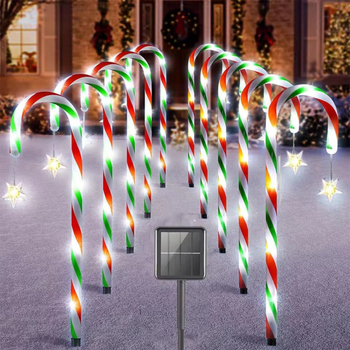 LED lampica u obliku bombonske štapiće za vrt, solarno napajanje, PVC, IP65, model Crutch light, prilagodljivo, trajanje svjetla 16–24 sati