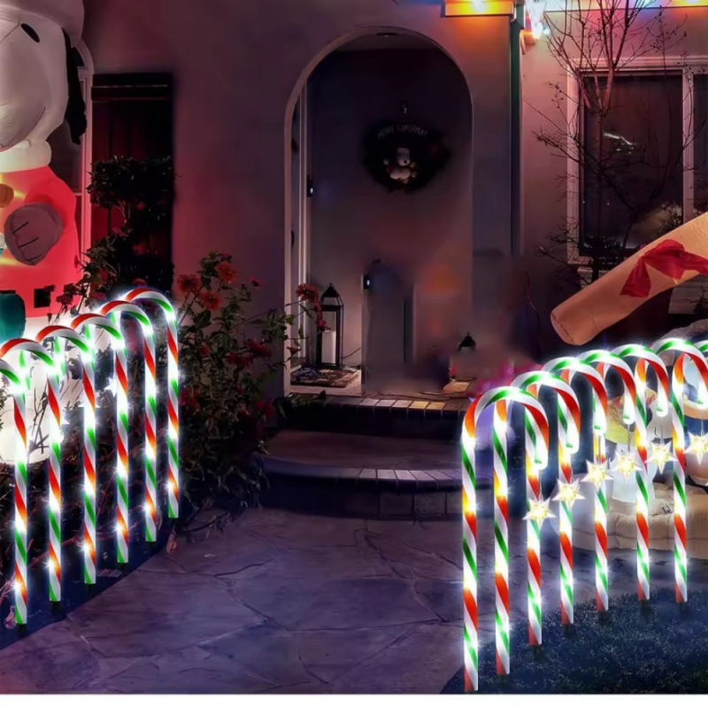 LED lampica u obliku bombonske štapiće za vrt, solarno napajanje, PVC, IP65, model Crutch light, prilagodljivo, trajanje svjetla 16–24 sati