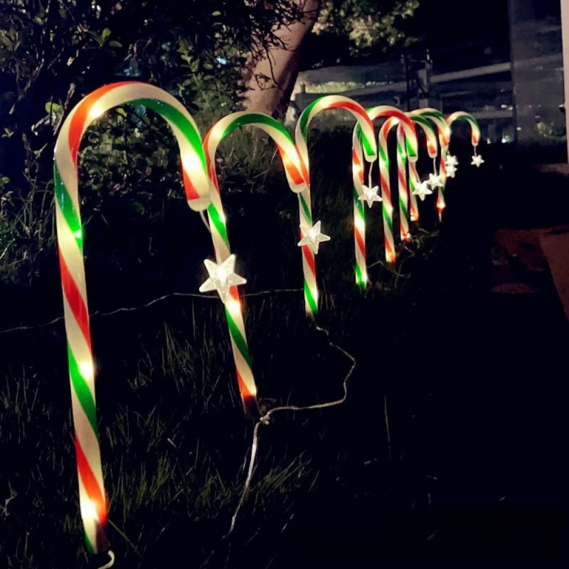 LED lampica u obliku bombonske štapiće za vrt, solarno napajanje, PVC, IP65, model Crutch light, prilagodljivo, trajanje svjetla 16–24 sati