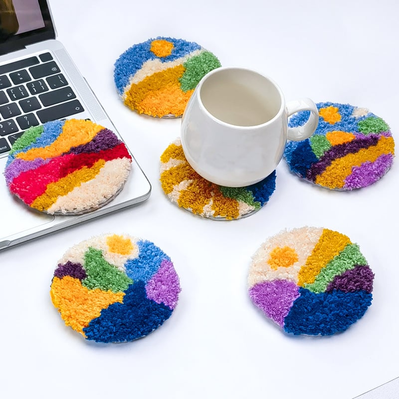 DIY set za podložke za čaše s brodom — moderni minimalistički tekstilni set za izradu s toplinskom izolacijskom podlogom, za dnevni boravak i vanjsku upotrebu