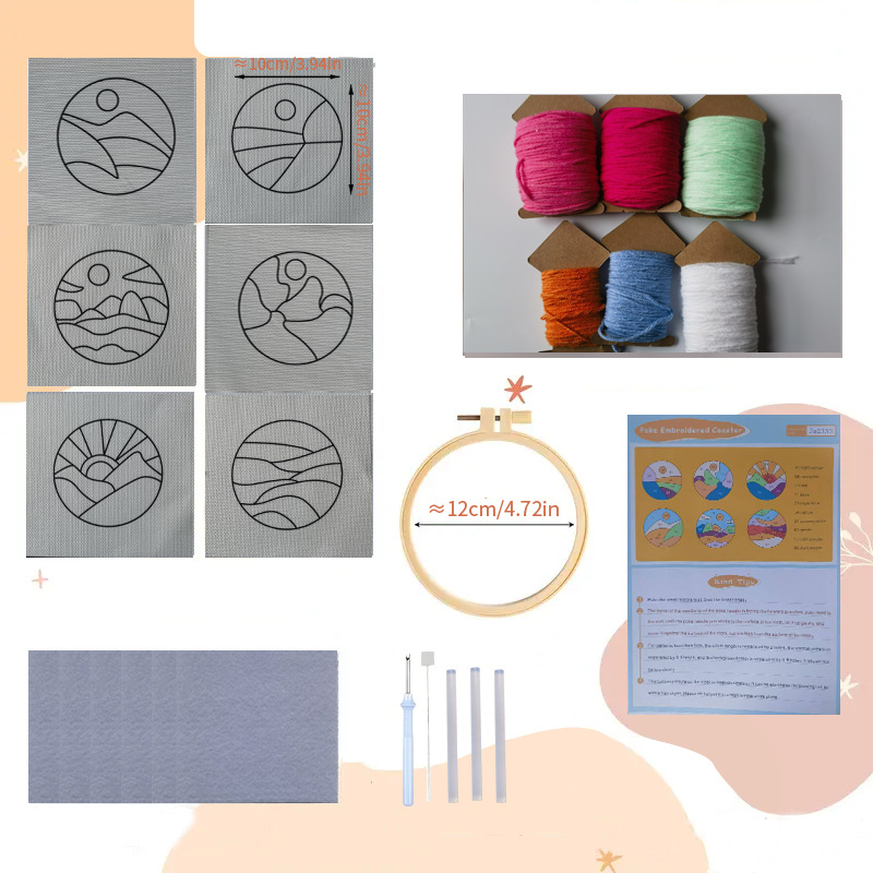 DIY set za podložke za čaše s brodom — moderni minimalistički tekstilni set za izradu s toplinskom izolacijskom podlogom, za dnevni boravak i vanjsku upotrebu