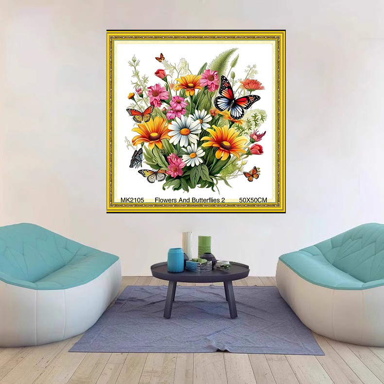 Keresztszemes készlet növények és virágok mintával 11-count vásznon, PVC anyag, modern minimalist stílus.