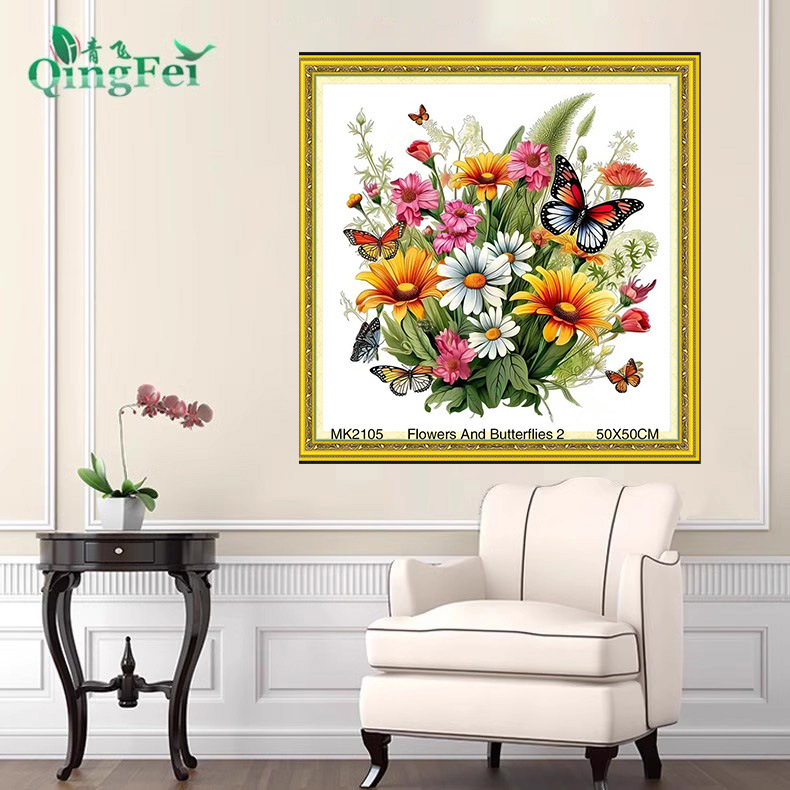 Keresztszemes készlet növények és virágok mintával 11-count vásznon, PVC anyag, modern minimalist stílus.