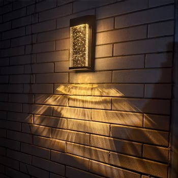 Соларна външна стенна лампа за двор, 2–3 LED, 15 lm, 2800–3200K, 180°, IP44