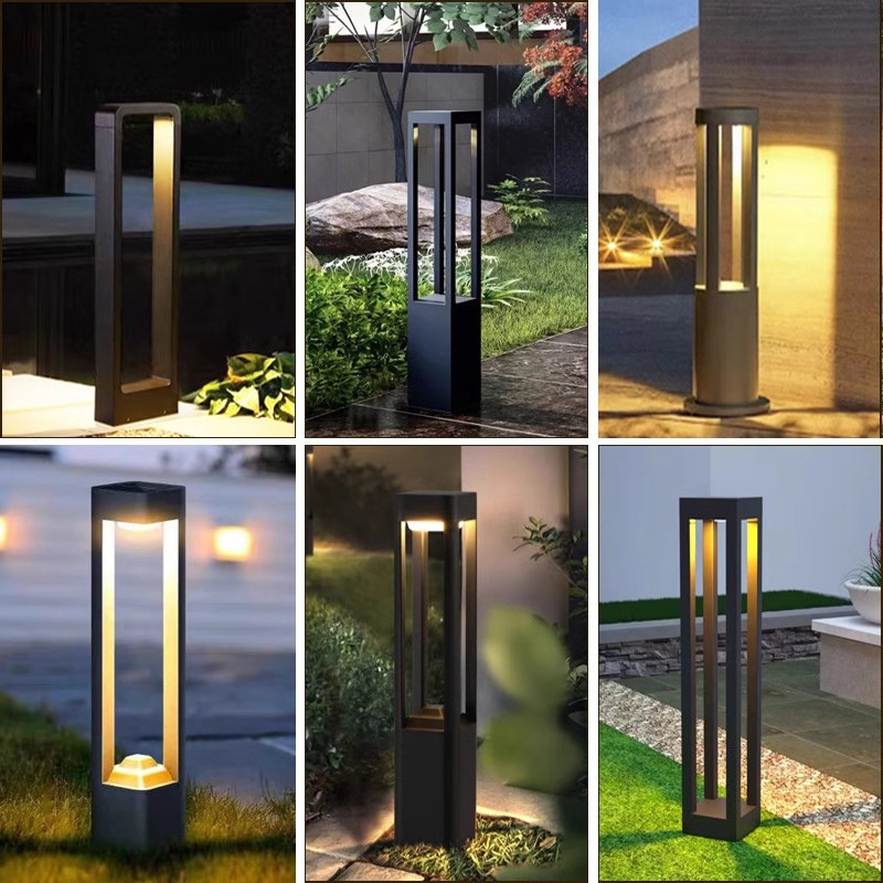 Kültéri napelemes gyeplámpa, alumínium, négyzet alakú, IP65, 24–36 órás folyamatos világítás