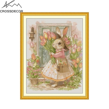 Joysunday állatmintás keresztszemes készlet, 11CT pamut vászon, öko-pamut anyag, DIY hálószobai dekoráció