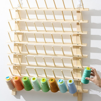 Összecsukható tömörfa varrószál-tartó, otthoni használatra, tekercs tárolás