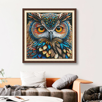 Set za križno šivanje – Sova u pejzažu, platno 11 Ct, ekološka pamuk
