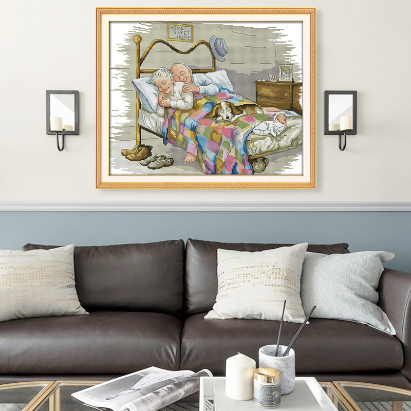 Križni vez za zid s motivom osobe, pamučna tkanina 11ct, gotov proizvod