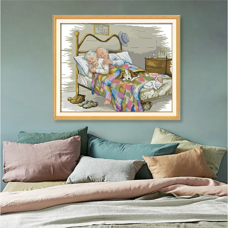 Križni vez za zid s motivom osobe, pamučna tkanina 11ct, gotov proizvod