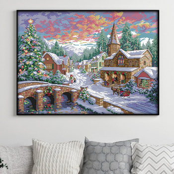 Set za križno šivanje – krajolik za dnevni boravak, moderan nordijski stil, platno 11CT, materijali od ekološkog pamuka