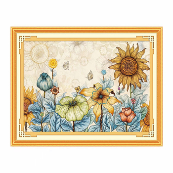 Mona Lisa komplet za križno šivanje — pamuk, uzorak: cvijeće/trava/listovi, tip šivanja: križni šav, kategorija: šivanje na platnu