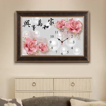 Set križićnog veza – motiv sata, etnički stil, platno 11CT, cvijeće, trava i lišće