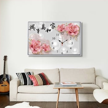 Set križićnog veza – motiv sata, etnički stil, platno 11CT, cvijeće, trava i lišće