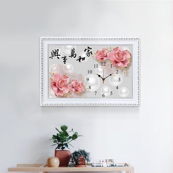 Set križićnog veza – motiv sata, etnički stil, platno 11CT, cvijeće, trava i lišće