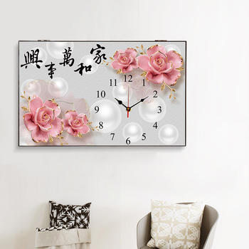 Set križićnog veza – motiv sata, etnički stil, platno 11CT, cvijeće, trava i lišće