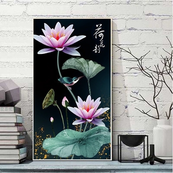 Royal Mona Lisa kit za križno šivanje na pamukom platnu, 11CT, cvjetni motiv s vodnim ljiljanom, vertikalni dizajn, stil novog kineskog