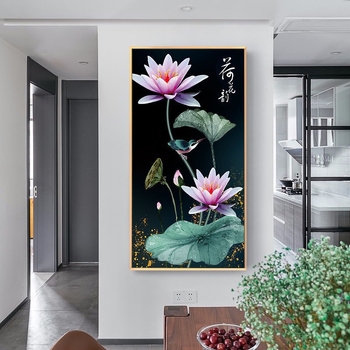 Royal Mona Lisa kit za križno šivanje na pamukom platnu, 11CT, cvjetni motiv s vodnim ljiljanom, vertikalni dizajn, stil novog kineskog