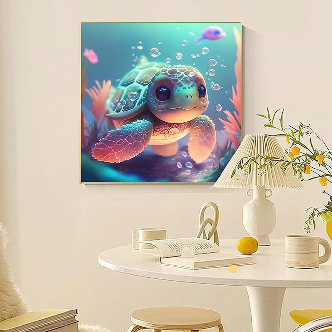 5D dijamantna slika – sanjiva Kornjača, okrugli dijamanti, puni dijamant, DIY dekorativni set