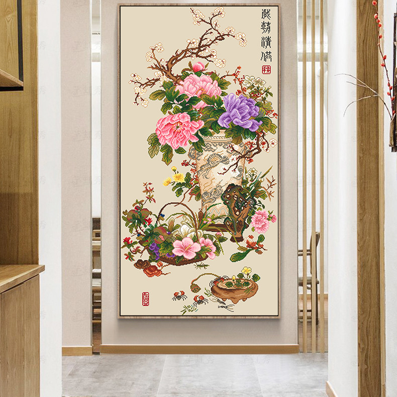 Set za križno šivanje na pamukovoj tkanini, Mona Lisa – Uzorak: Cvijeće/Trava/Lišće; Vrsta šivanja: križno šivanje; Kategorija: Set šivanja