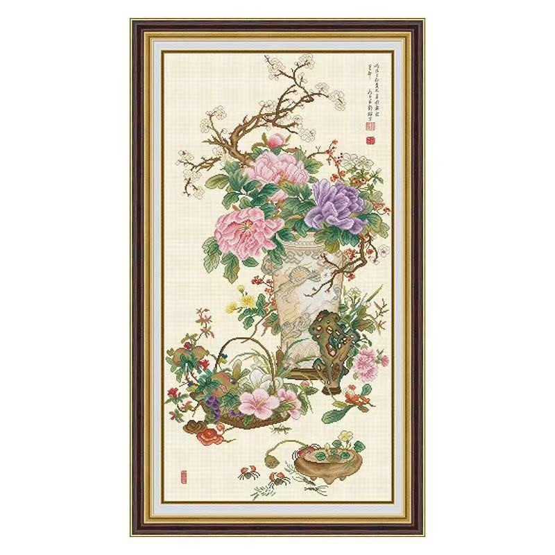 Set za križno šivanje na pamukovoj tkanini, Mona Lisa – Uzorak: Cvijeće/Trava/Lišće; Vrsta šivanja: križno šivanje; Kategorija: Set šivanja