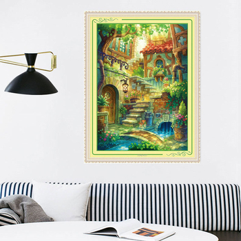 Križićni komplet Mona Lisa — motiv pejzaža, pamučne niti, moderni minimalistički stil