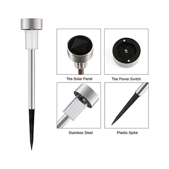 Solarna lampa za travnjak s kolcem – Model 45, nehrđajući čelik, IP33, 0.06 W, radno vrijeme 16–24 h