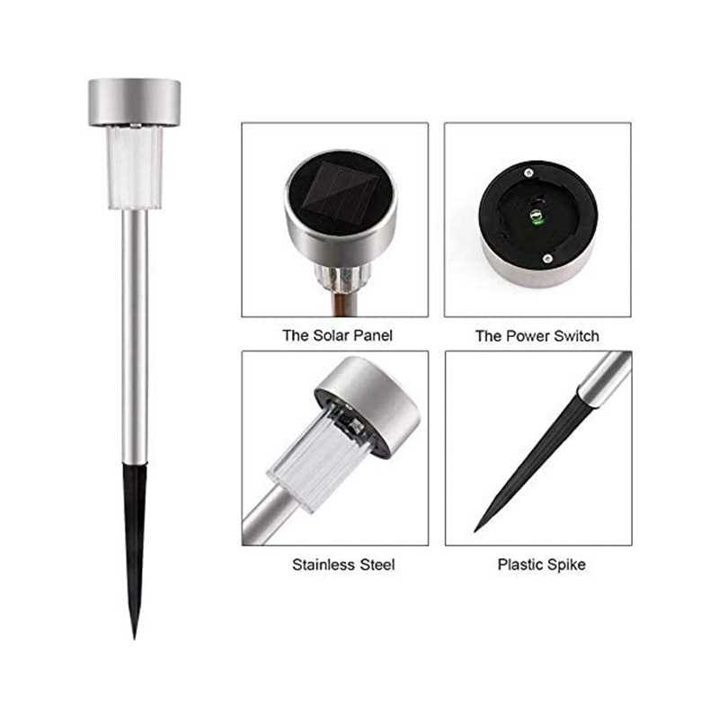 Solarna lampa za travnjak s kolcem – Model 45, nehrđajući čelik, IP33, 0.06 W, radno vrijeme 16–24 h