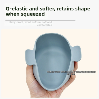 Vaikų silikoninis dubenėlis su siurbtuku, dviejų rankenėlių, 2 vnt. komplektas, maisto kokybės silikonas, anti-spill