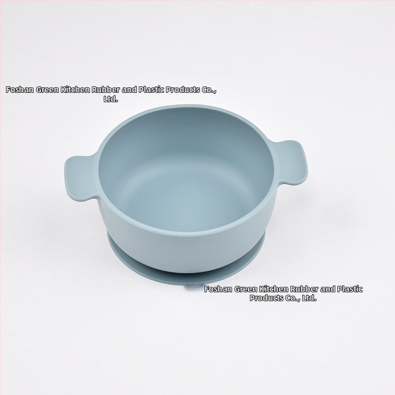 Vaikų silikoninis dubenėlis su siurbtuku, dviejų rankenėlių, 2 vnt. komplektas, maisto kokybės silikonas, anti-spill