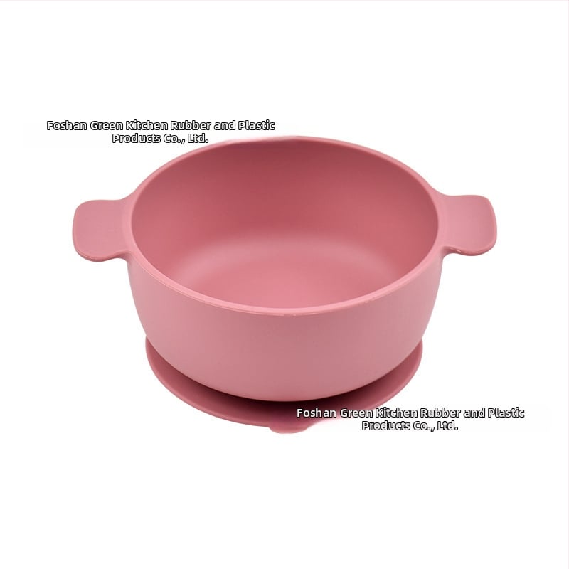 Vaikų silikoninis dubenėlis su siurbtuku, dviejų rankenėlių, 2 vnt. komplektas, maisto kokybės silikonas, anti-spill