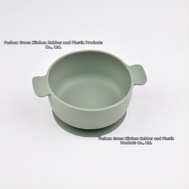 Vaikų silikoninis dubenėlis su siurbtuku, dviejų rankenėlių, 2 vnt. komplektas, maisto kokybės silikonas, anti-spill