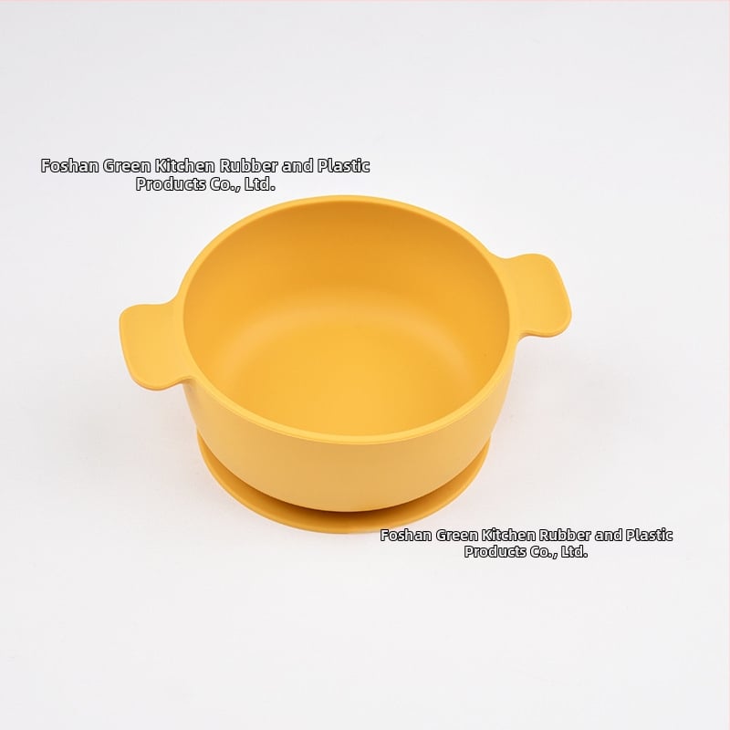 Vaikų silikoninis dubenėlis su siurbtuku, dviejų rankenėlių, 2 vnt. komplektas, maisto kokybės silikonas, anti-spill