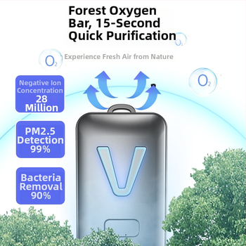 Φοριέται στον αυχένα καθαριστής αέρα με αρνητικά ιόντα; τροφοδοσία USB; ήσυχη λειτουργία (<36 dB); ροή αέρα κάτω από 50 m³/ώρα; κατάλληλο για χώρους μέχρι 10 m²; εκπομπή ιόντων 28 εκατομμύρια/cm³.