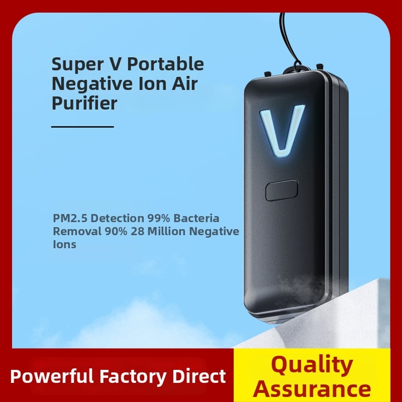 Φοριέται στον αυχένα καθαριστής αέρα με αρνητικά ιόντα; τροφοδοσία USB; ήσυχη λειτουργία (<36 dB); ροή αέρα κάτω από 50 m³/ώρα; κατάλληλο για χώρους μέχρι 10 m²; εκπομπή ιόντων 28 εκατομμύρια/cm³.