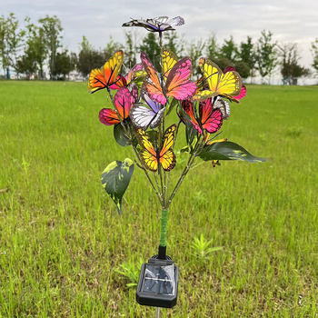 Solarna lampica za travnjak u obliku leptira, IP65 vodootporna, LED 0,12 W, 6–12 sati kontinuiranog osvjetljenja, kućište od svile + ABS + nehrđajući čelik