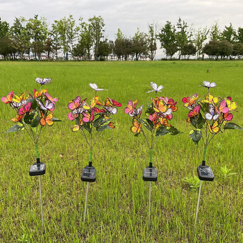 Solarna lampica za travnjak u obliku leptira, IP65 vodootporna, LED 0,12 W, 6–12 sati kontinuiranog osvjetljenja, kućište od svile + ABS + nehrđajući čelik