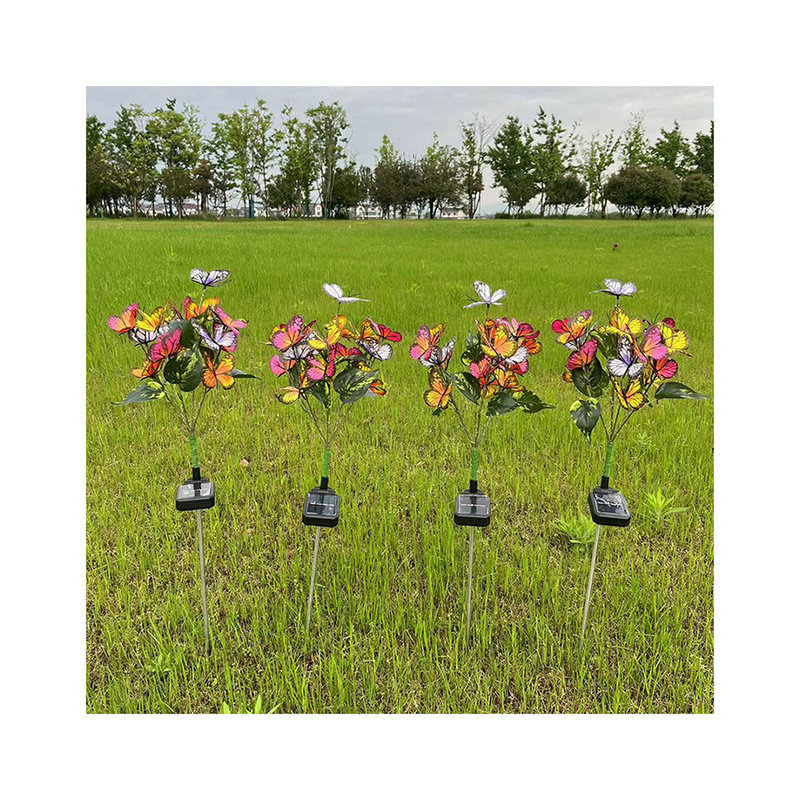 Solarna lampica za travnjak u obliku leptira, IP65 vodootporna, LED 0,12 W, 6–12 sati kontinuiranog osvjetljenja, kućište od svile + ABS + nehrđajući čelik