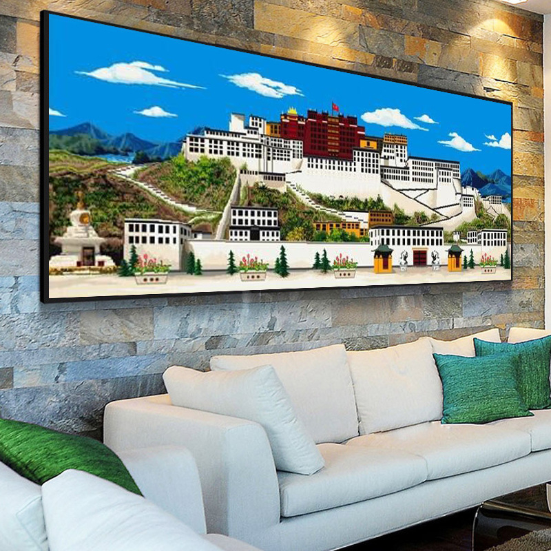 Set za krosstich 11 ct pamuk – cvijeće, trava i listovi, Palača Potala