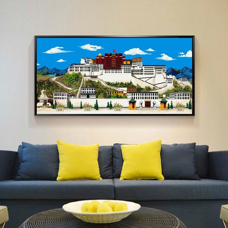 Set za krosstich 11 ct pamuk – cvijeće, trava i listovi, Palača Potala