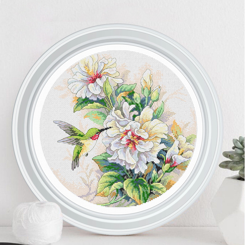 Set za križićni vez: motiv biljaka i cvijeća, pamuk niti i platno za vezenje, 11ct platno, moderan stil