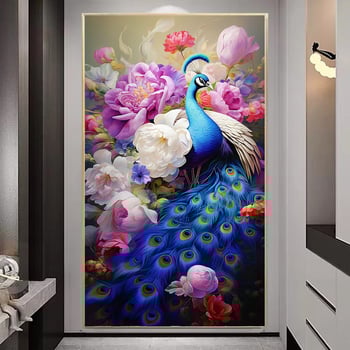 Set križićnog bod s paunom na platnu od pamuka 11CT, moderni minimalistički pejzaž, pogodna za hodnik, dnevni boravak, spavaću sobu i blagovaonu, ručno izvezen