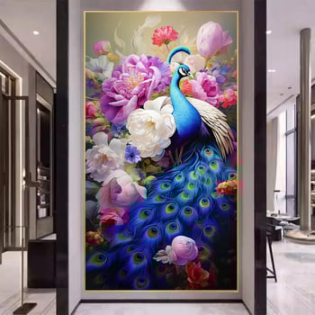 Set križićnog bod s paunom na platnu od pamuka 11CT, moderni minimalistički pejzaž, pogodna za hodnik, dnevni boravak, spavaću sobu i blagovaonu, ručno izvezen