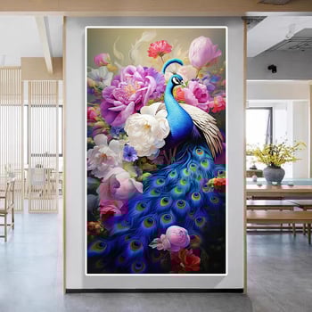 Set križićnog bod s paunom na platnu od pamuka 11CT, moderni minimalistički pejzaž, pogodna za hodnik, dnevni boravak, spavaću sobu i blagovaonu, ručno izvezen