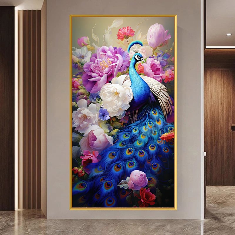 Set križićnog bod s paunom na platnu od pamuka 11CT, moderni minimalistički pejzaž, pogodna za hodnik, dnevni boravak, spavaću sobu i blagovaonu, ručno izvezen