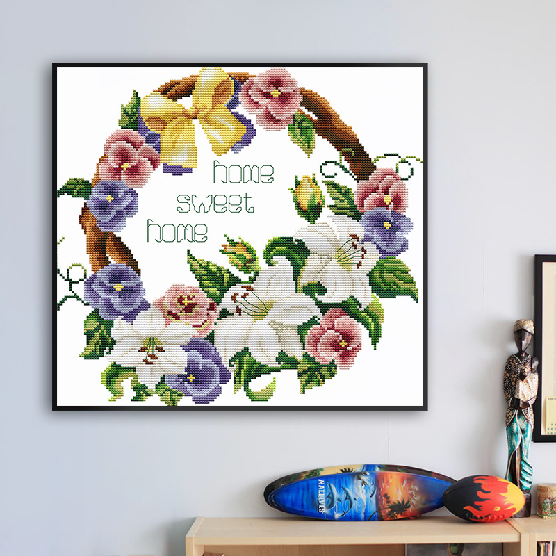Joysunday moderni minimalistički set za križni bod — cvijeće za sladak dom, DIY šivanje