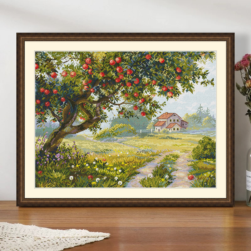 Set za križni bod – pejzaž, 11CT pamuk konac na platnu za izšivanje, moderni minimalistički kućni izvez