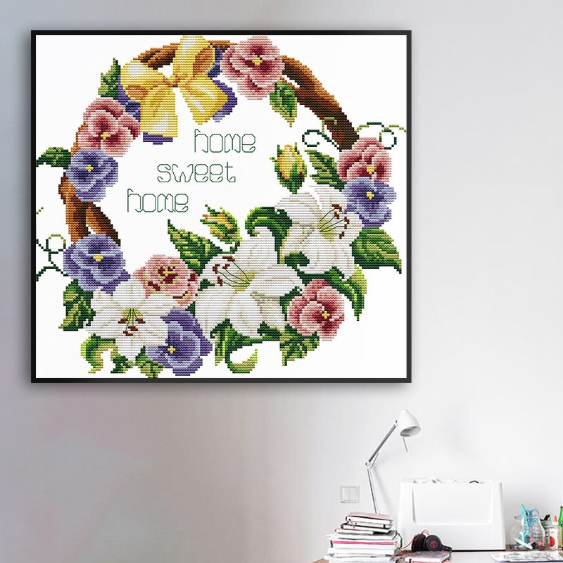 Joysunday moderni minimalistički križićni set – cvijeće za dom, DIY komplet za križićno šivanje