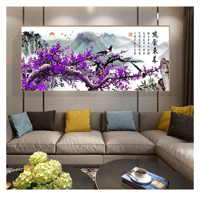 Set za križiće – Pejzaž, Kineski stil Plum Blossom i Magpie na 9CT platnu